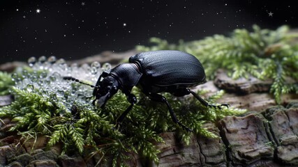 Beetle's Night Journey: A Macro View of Nature's Tiny Traveler