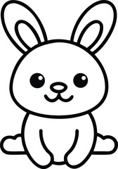 cute baby bunny outline image. funny easter bunny cartoon comic illustration placeholder