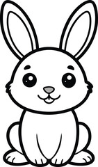 cute baby bunny outline image. funny easter bunny cartoon comic illustration placeholder