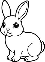 cute baby bunny outline image. funny easter bunny cartoon comic illustration placeholder