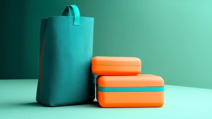 Teal tote bag with orange accents - Powered by Adobe