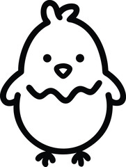 cute baby chicken black outline. Simple black and white outline, ready to print and color. 