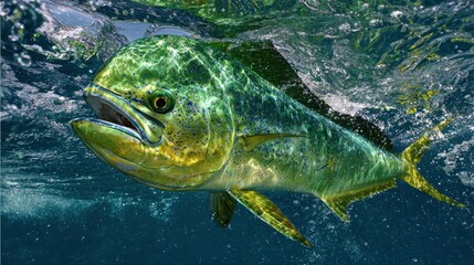 Obraz premium Yellowtail jack in vibrant underwater scene