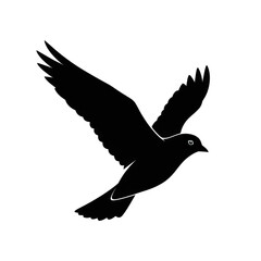 Obraz premium Silhouette of a bird in flight isolated on transparent background, wings spread