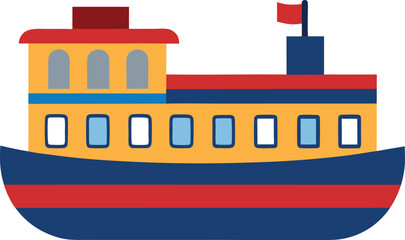 Obraz premium Tourist Ferry Boat Illustration 