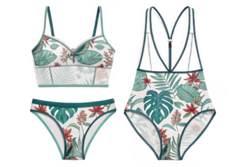 two-piece-swimsuit on a isolated transparent background	