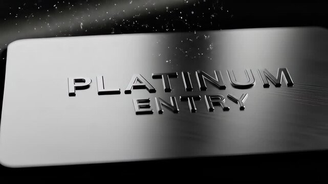 A sleek platinum entry card, representing luxury, exclusive access, and premium membership, perfect for modern branding, corporate identity, and conveying elite status and privilege