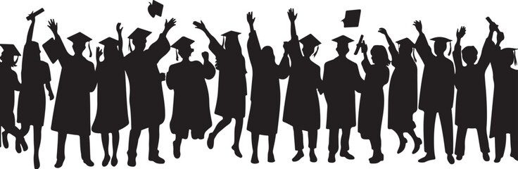 
Celebration of Graduation Silhouettes - Caps Thrown in the Air
