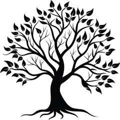 Obraz premium flowing tree silhouette with curved branches