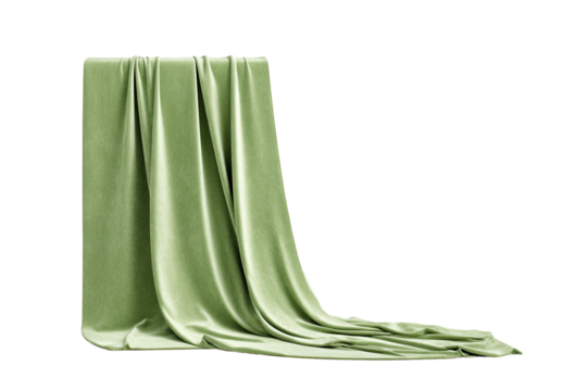 Muted sage green fabric draped over a support