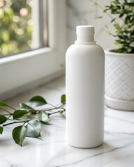 Minimalistic white cosmetic bottle for mockup.