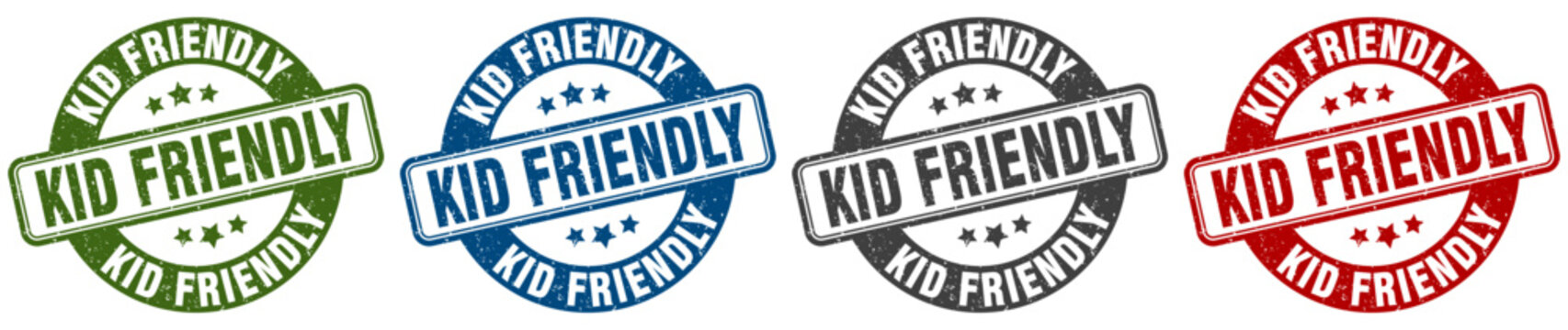 kid friendly stamp. kid friendly round stamp set isolated on white background