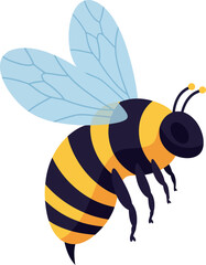 Flying bee illustration yellow and black insect