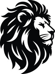 Roaring lion head mascot tattoo design with a wild tribal mane illustration