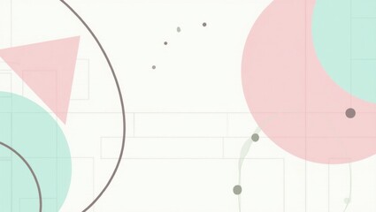 Geometric Shapes and Pastel Colors Abstract Digital Art Composition