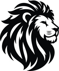 Vector illustration of a wild lion head mascot silhouette