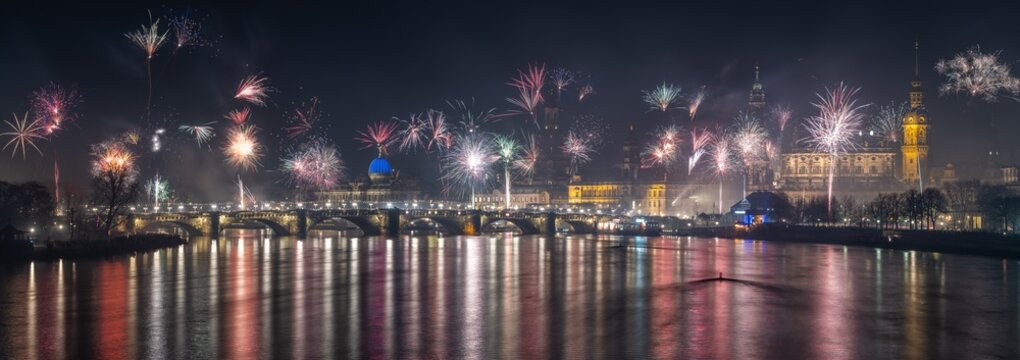 New Year's Eve celebration in Dresden, Saxony, Germany