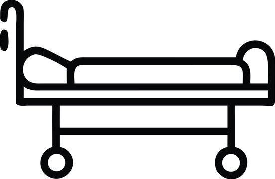hospital bed icon Hospital patient's bed minimalist out line hand drawn medic flat icon illustration.