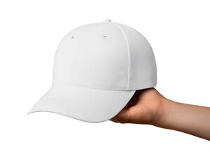 A Human Hand Holding a Blank White Baseball Cap Mockup