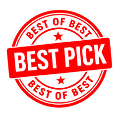 Best Pick Badge in Red Color, Bold Vector Emblem for Top Choice and Featured Selection, Editable Formats: AI, EPS, JPG, PNG, Ideal for Both Digital and Print Use
