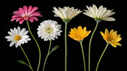 Various flowers on a black background