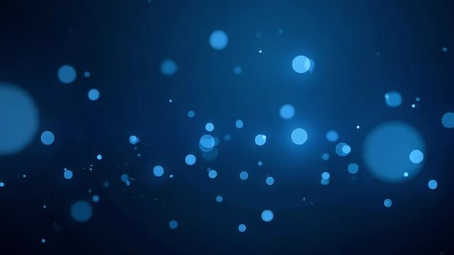 Dynamic abstract blue bokeh particles gently floating, creating a mesmerizing and serene atmosphere for motion graphics. - Powered by Adobe