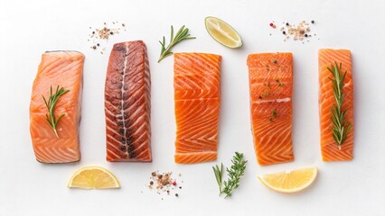 fresh salmon steak with ingredient