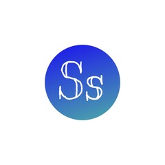 The image features the uppercase and lowercase letter s written in a playful, hand-drawn style. Both letters are white and placed inside a blue-to-teal gradient circle, giving it a vibrant and moder