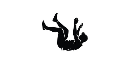  Silhouette of man falling in mid-air