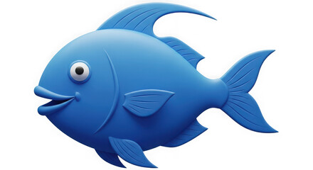 Obraz premium Fantasy blue fish in underwater scene, digital cartoon marine artwork