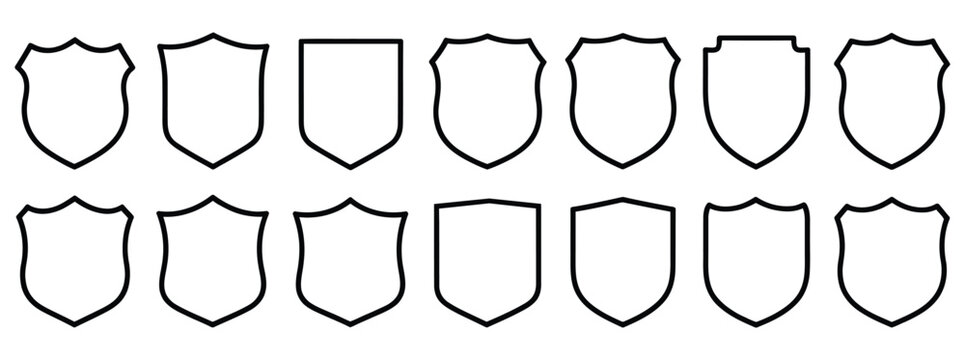 Collection of blank shield emblems and badges for custom design projects and branding - Powered by Adobe