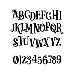 Elegant and Ornate Swirly Font Alphabet and Numbers