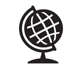 Obraz premium A simple black and white vector logo of the Earth globe on an open stand.