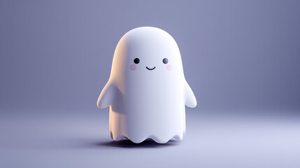 A cute smiling ghost with blushing cheeks, radiating a friendly and playful vibe.