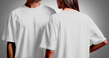 Front and Back View of Two Blank White T-Shirts