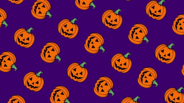 Halloween animated pumpkins background, patren, vintage, retro, y2k, 