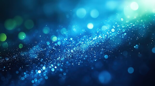 Blue Glittery Bokeh Background with Sparkling Particles 