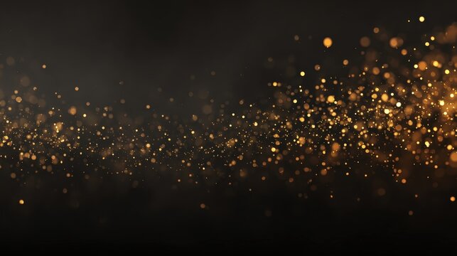 Elegant dark background with subtle golden dust particles and bokeh light effects creating luxurious atmospheric design perfect for premium projects