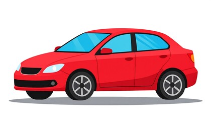 Red Sedan Car Illustration