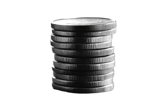 Stack of coins isolated on transparent background. Stacking coins to symbolize financial growth and investment isolated on white background. - Powered by Adobe