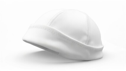 Fototapeta premium White beanie angled on white background