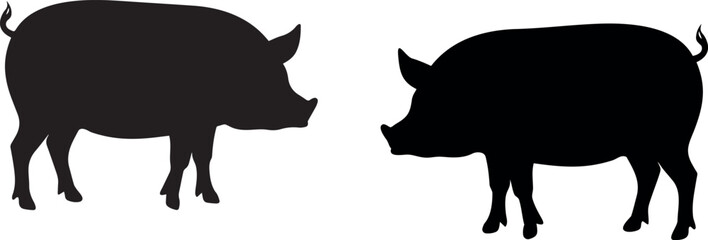 Black Pig Shape Vector Graphic on White Background