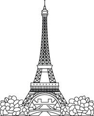 Iconic Parisian tower structure with floral accents landmark architecture.