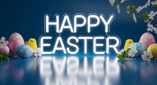 Celebrate happy easter with egg and flower isolated on white background - Powered by Adobe