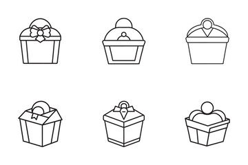 Minimalist Line Art Illustration of Gift Boxes Presents for Celebration and Special Occasions Design Element