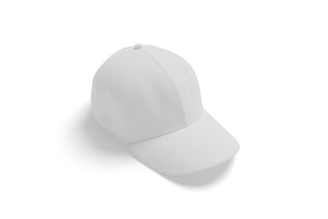 White Baseball Cap mockup on White Background. Realistic 3D Rendering for Custom Design