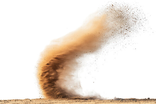 Close up of a sea anemone extending its tentacles isolated on transparent background. The dust devil spins a small whirlwind of dust and debris on isolated with white background.