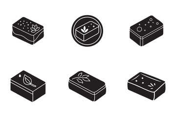 Minimalist Soap Bar Vector Icons with Organic and Natural Designs for Beauty and Hygiene Products Line Art Style