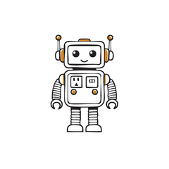 Cute friendly cartoon robot character illustration with playful design and cheerful expression