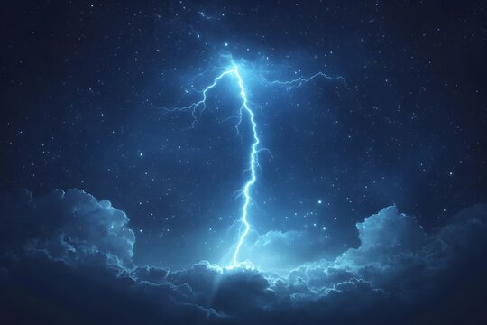 Lightning streaking across the night sky